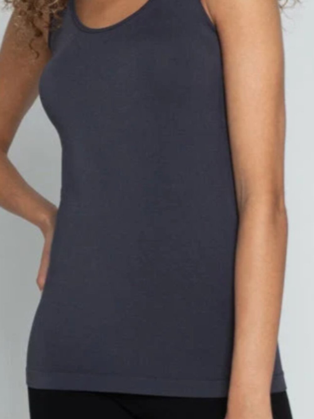 C'est Moi Clothing Co. Naturals Bamboo reversible double scoop Tank OS Lead Gray